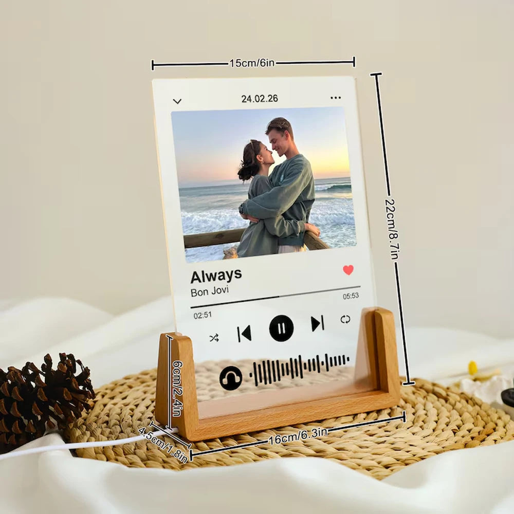 Spersonalizowana plakietka Spotify w różnych stylach – idealny prezent na Walentynki, Dzień Matki, Dzień Ojca, urodziny lub dla dziewczyny / chłopaka. Ramka z ulubioną muzyką.”