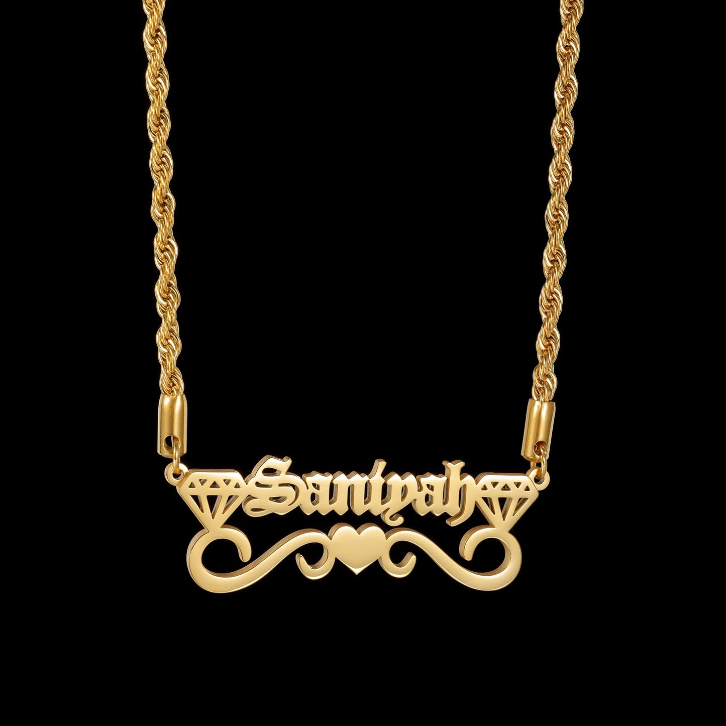 Prywatny, spersonalizowany produkt – podwójny naszyjnik z imionami na zamówienie, naszyjnik z sercem w prostym stylu, idealny na urodziny, imprezę, rocznicę – personalizowany prezent.